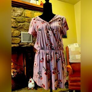 Pink floral romper NWT